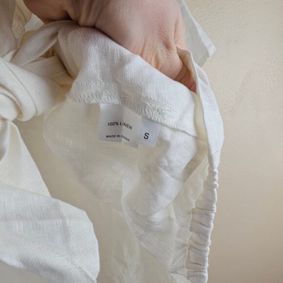 Monday Beachwear Hamptons In White Linen Coastal Preppy Top Size Small - Picture 5 of 8